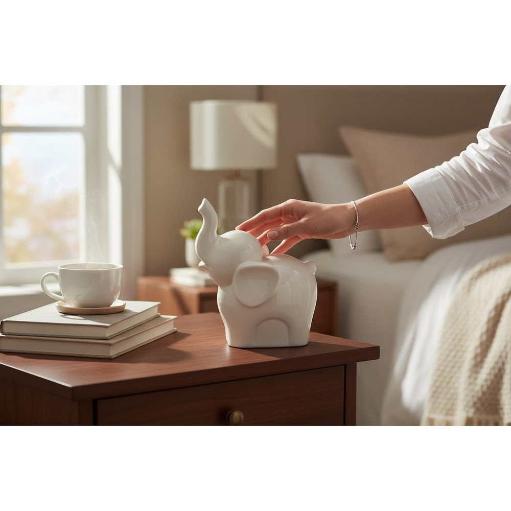 Elephant Lamp Home Decor OS White Good Ceramic Battery Operated